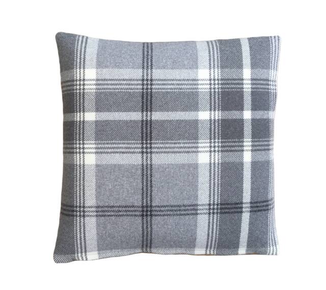 Handmade Double Sided Balmoral Dove Grey Tartan Tweed Plaid Wool Effect Fabric Country Throw Pillow Sham Cushion Cover - image 1