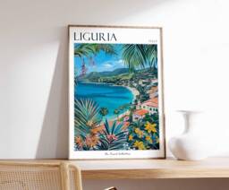 Liguria Italy Travel Poster Italian Riviera Wall Art - thumbnail 1