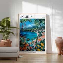 Liguria Italy Travel Poster Italian Riviera Wall Art - thumbnail 3