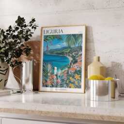 Liguria Italy Travel Poster Italian Riviera Wall Art - thumbnail 2