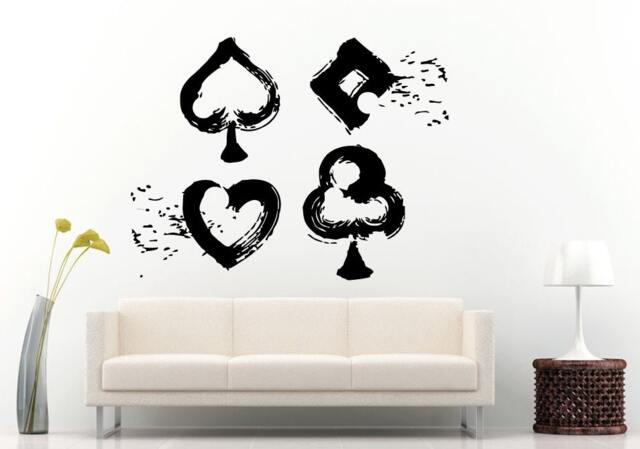 Hand Poker Game Chips Gambling Card Casino Wall Decal Vinyl Sticker Mural Room Decor L1078 - image 1