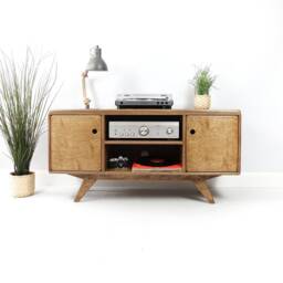 Plywood Sideboard, Tv Stand, Wooden Media Unit, Record Cupboard, Vinyl Storage, Mid Century Furniture - thumbnail 4