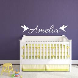 Personalized Name Wall Decal Custom Baby With Birds Sticker, Personalised Vinyl Art M068 - thumbnail 3