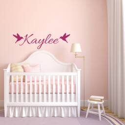 Personalized Name Wall Decal Custom Baby With Birds Sticker, Personalised Vinyl Art M068 - thumbnail 4