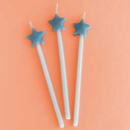 Blue Star Shaped Birthday Candle Set - x3