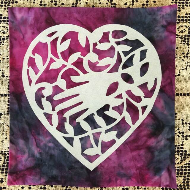 Hand Cut Quilt Square Wall Hanging. Finished Fabric Lining & Fused Cutwork Heart Design By Linda Pool Hanging, Color Choice - image 1