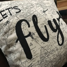 Airplane Pillow Hand-Painted Aviation Throw Pillow - thumbnail 2