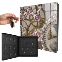 Mechanical Elegance Key Cabinet For Home, Gray Box Modern Mechanics, Enthusiasts Of Technology & Precise Forms