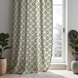 Neutral Grey Curtains With Geometric Design, Custom Modern Print Drapes For Minimal Living Room & Bedroom Home Interiors - thumbnail 2