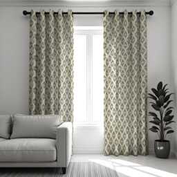 Neutral Grey Curtains With Geometric Design, Custom Modern Print Drapes For Minimal Living Room & Bedroom Home Interiors
