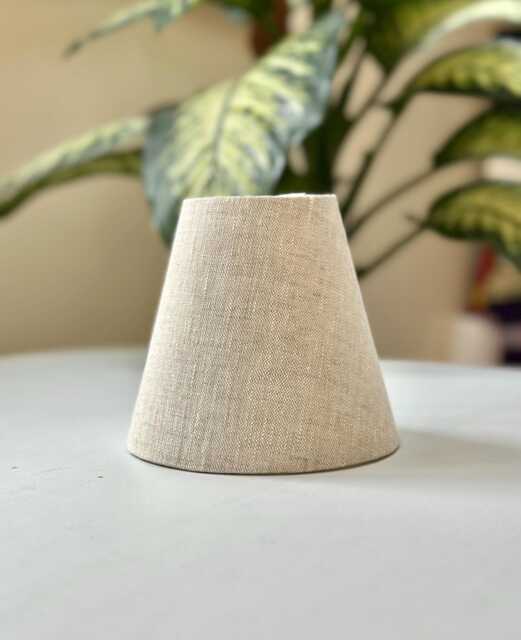 Natural Beige Linen Candle Clip Lampshade, 14cm Wide Bottom, 8cm Top, 13cm High - image 1