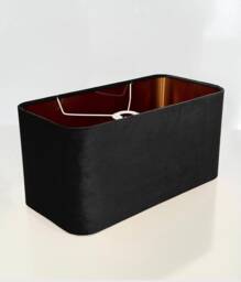 New Luxury Handmade By Order Black Rounded Rectangular Velvet Lamp Shade Pendant Light With Metallic Lining - thumbnail 1