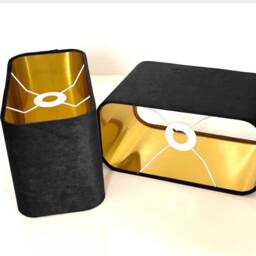 New Luxury Handmade By Order Black Rounded Rectangular Velvet Lamp Shade Pendant Light With Metallic Lining - thumbnail 2
