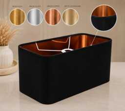 New Luxury Handmade By Order Black Rounded Rectangular Velvet Lamp Shade Pendant Light With Metallic Lining