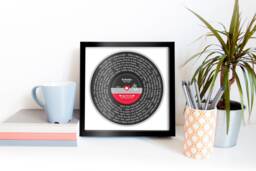 Custom Vinyl Lyrics Framed Print - Wedding Anniversary Gift For Her Him First Dance Personalised Music - thumbnail 1