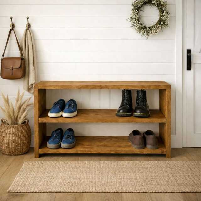 Rustic Boot Rack Storage Shoe Organiser Chunky Rustic Handmade Furniture - image 1