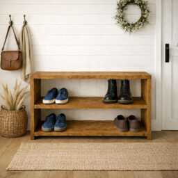 Rustic Boot Rack Storage Shoe Organiser Chunky Rustic Handmade Furniture