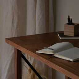 Konk ??? Classic Wooden Desk [Walnut] Bespoke Sizes Available American Black Walnut & Steel Office Writing, Computer Workstation - thumbnail 3
