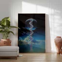 Surreal Cosmic Wall Art, Retro Sci Fi Poster, Futuristic Stairway Print, Abstract Space Artwork, Galaxy Fantasy Illustration Home Decor - thumbnail 2