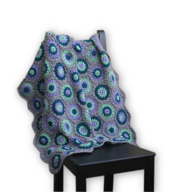 Crochet Baby Blanket Gray, Green, Lavender - Custom Colors - image 1