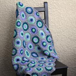 Crochet Baby Blanket Gray, Green, Lavender - Custom Colors - thumbnail 2