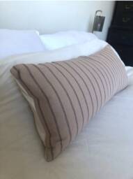Woven Cotton Long Lumbar Pillow Cover, Brown Stripe Boho Cushion - thumbnail 1