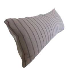 Woven Cotton Long Lumbar Pillow Cover, Brown Stripe Boho Cushion - thumbnail 4