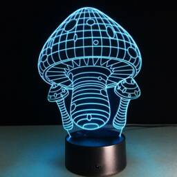 Mushrooms 3D Illusion Smart App Control Night Light Bluetooth, Music, 7&16M Color Mobile App, Made in UK