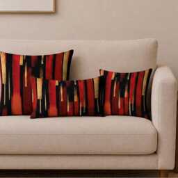 Handmade By Order Luxury Red Black & Gold Paint Abstract Pattern Velvet Cushion Covers Bespoke Sizes Available - thumbnail 2