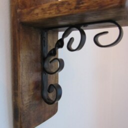 Pair Reclaimed Wood Rustic Wall Sconce's With Decorative Black Wrought Iron Bracket Candle Holders - thumbnail 3