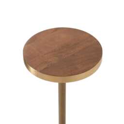 Gold Metal Side Table Solid Mango Wood Top, Modern Accent Table - thumbnail 3
