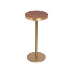 Gold Metal Side Table Solid Mango Wood Top, Modern Accent Table - thumbnail 2