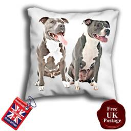 Staffordshire Bull Terrier, Blue Staffy Cushion, Terrier Pillow - thumbnail 2