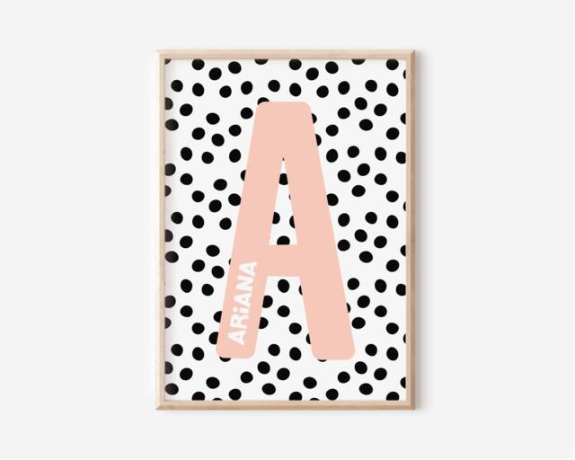 Personalised Nursery Print - Name Wall Art Custom For Girls Boys Decor Birth Prints Baby Pink - image 1