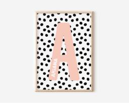 Personalised Nursery Print - Name Wall Art Custom For Girls Boys Decor Birth Prints Baby Pink - thumbnail 1