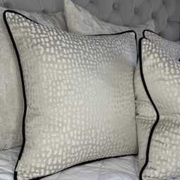 Elegant Cushion Cover, Throw Pillow Champagne Silver Shimmer, Black Piped New Home Gift, Estrada Ashley Wilde Fabric - thumbnail 3