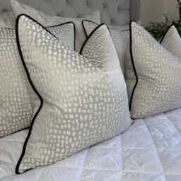 Elegant Cushion Cover, Throw Pillow Champagne Silver Shimmer, Black Piped New Home Gift, Estrada Ashley Wilde Fabric - thumbnail 2