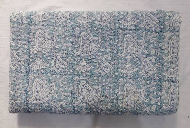 Handmade Indian Kantha Quilt Bedspread 100% Cotton, Queen/Twin - image 1