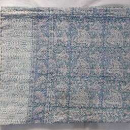 Handmade Indian Kantha Quilt Bedspread 100% Cotton, Queen/Twin - thumbnail 2