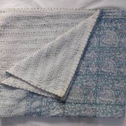 Handmade Indian Kantha Quilt Bedspread 100% Cotton, Queen/Twin - thumbnail 3