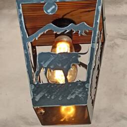 Rustic Pendant Light - Longhorn Cabin Ceiling Lights Log House Lighting Lodge Lights Lantern - thumbnail 3