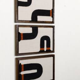 Framed Fiber Art Set Black Rope, Wood Floating Frame - thumbnail 3