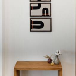Framed Fiber Art Set Black Rope, Wood Floating Frame - thumbnail 2