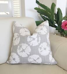 Sand Dollar Coastal Pillow Cover Grey & White Cotton Cushion - thumbnail 1