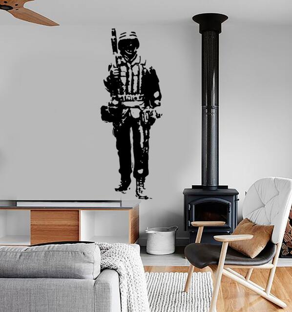 Wall Vinyl Soldier Warrior Military Forces Guaranteed Quality Decal Mural Art 1654Dz - image 1