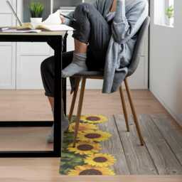 Sunflowers On A Wood Background Vinyl Floor Protector, Yellow Chair Pad, Desk Mat, Plants Gaming Mat