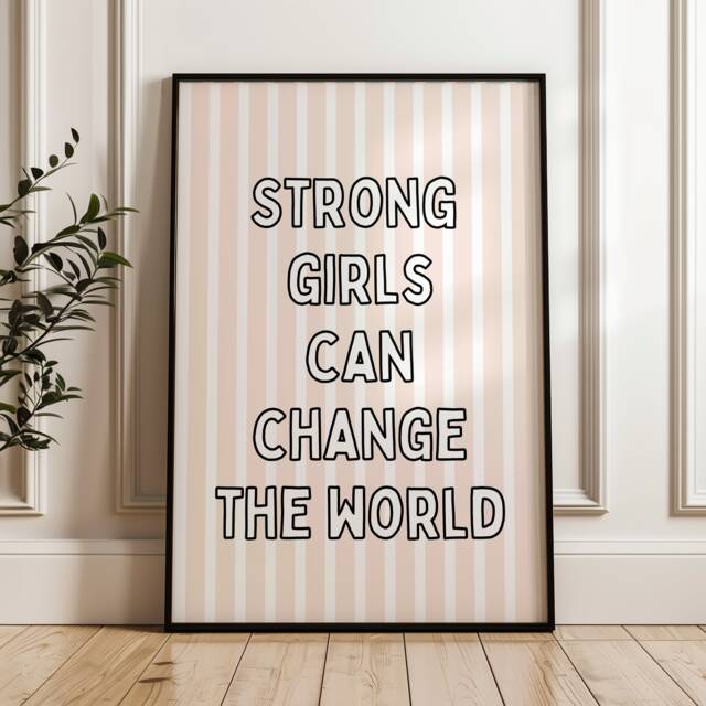 Girl Power Wall Print Strong Girls Change The World - Unframed - image 1