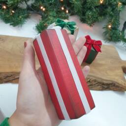 Wood Christmas Present, Mini Xmas Home Decor, Winter Tier Tray Rustic Wooden Block Gift Box - thumbnail 3