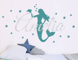 Personalised Mermaid Wall Sticker, Decals, Art, Decor, Stickers