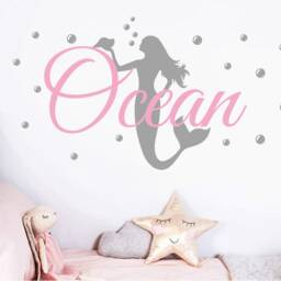 Personalised Mermaid Wall Sticker, Decals, Art, Decor, Stickers - thumbnail 3